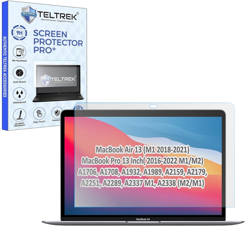TELTREK ScreenGuard Compatible With MacBook Air 13 (M1 2018-2021) / MacBook Pro 13 Inch (2016-2022 M1/M2) Flexible Fiber 9H Hardness Screen Protector Not a Tempered Glass, - Image 1