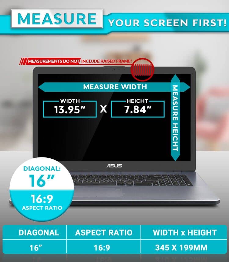 PYS Laptop Privacy Screen 16 Inch for Lenovo Dell HP - Removable 16.1" Laptop Screen Privacy Shield for 16:9 Widescreen Display - Anti Glare & Blue Light Screen Filters for Eye Protection - Image 2