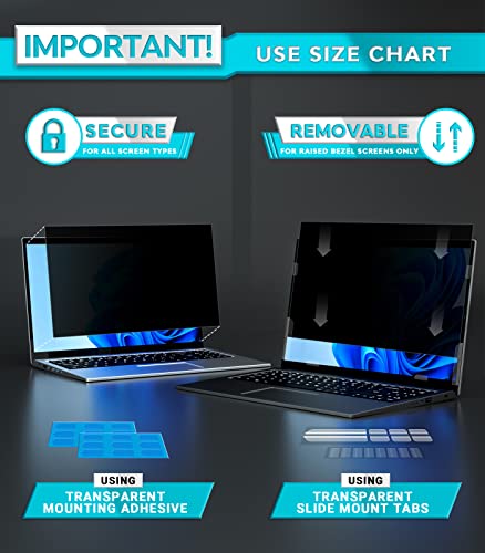 PYS Laptop Privacy Screen 16 Inch for Lenovo Dell HP - Removable 16.1" Laptop Screen Privacy Shield for 16:9 Widescreen Display - Anti Glare & Blue Light Screen Filters for Eye Protection - Image 4