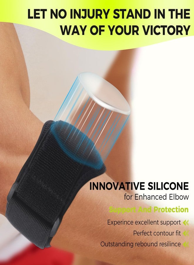 HiRui Tennis Elbow Brace for Forearm Tension Relief, Elbow Support Arm Straps Compression Pad for Men Women, Pressure Bands for Tendonitis Strains Weightlifting Golfer Baseball (Black-2 Pack) - Image 3