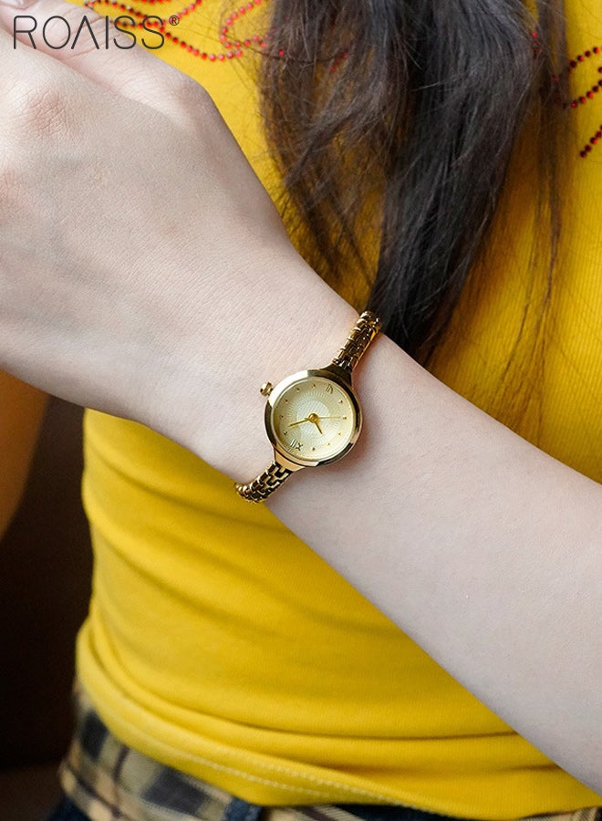 رويس ساعات يد نسائية صغيرة أنيقة مستوحاة من الطراز القديم بسوار ذهبي للنساء بمينا دائري عتيق ساعة رائعة خفيفة الوزن للاستخدام اليومي - Image 4