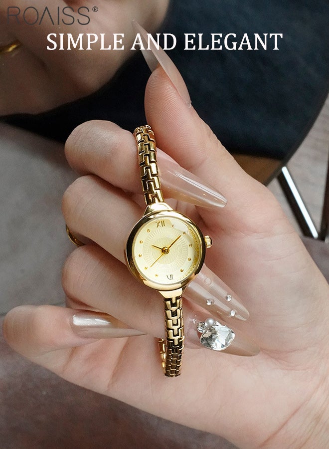 رويس ساعات يد نسائية صغيرة أنيقة مستوحاة من الطراز القديم بسوار ذهبي للنساء بمينا دائري عتيق ساعة رائعة خفيفة الوزن للاستخدام اليومي - Image 2