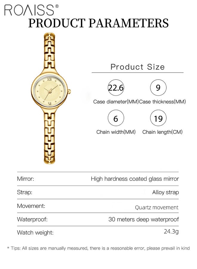 رويس ساعات يد نسائية صغيرة أنيقة مستوحاة من الطراز القديم بسوار ذهبي للنساء بمينا دائري عتيق ساعة رائعة خفيفة الوزن للاستخدام اليومي - Image 3