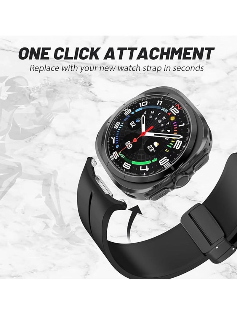 DUSALA Magnetic Band Compatible with Samsung Galaxy Watch 7 Ultra 2024 Strap, Magnetic D-Buckle Replacement Band, No Gap Silicone Sports Strap for Samsung Galaxy Watch 7 Ultra Men Women - Image 3