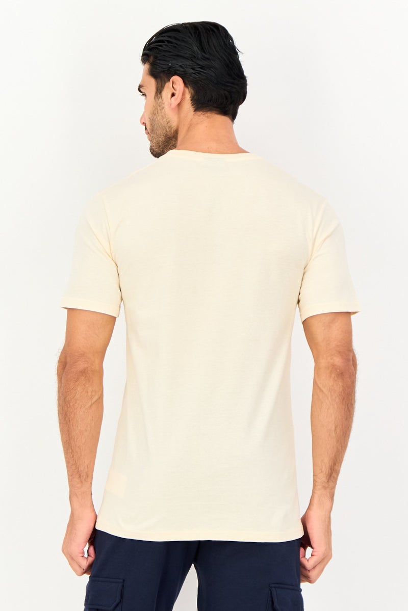 Ellesse Men Sportswear Fit Short Sleeve Outdoor T-Shirt, Cream - Image 3