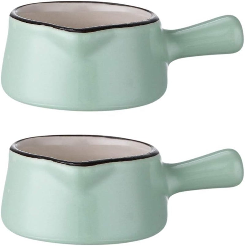 2pcs Creamer Pourer Mini Ceramic Creamer with Handle Small Coffee Milk Creamer Jug Pitcher Kitchen Sauce Cup with Pouring Spout 50ml Sauce Pitcher Small Green Coffee Milk Creamer Pitcher - Image 1