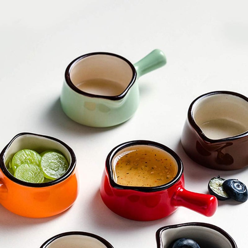 2pcs Creamer Pourer Mini Ceramic Creamer with Handle Small Coffee Milk Creamer Jug Pitcher Kitchen Sauce Cup with Pouring Spout 50ml Sauce Pitcher Small Green Coffee Milk Creamer Pitcher - Image 3