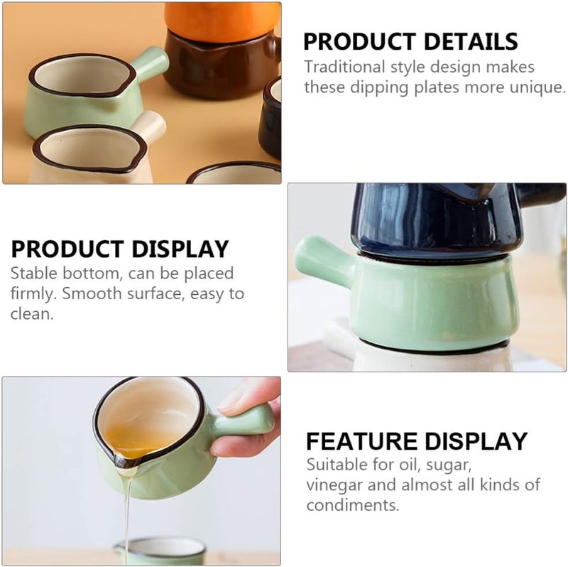 2pcs Creamer Pourer Mini Ceramic Creamer with Handle Small Coffee Milk Creamer Jug Pitcher Kitchen Sauce Cup with Pouring Spout 50ml Sauce Pitcher Small Green Coffee Milk Creamer Pitcher - Image 5