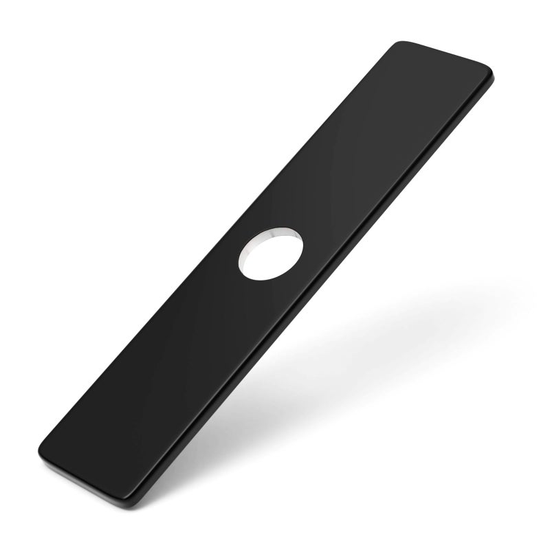 Greenspring Matte Black Faucet Plate Sink Hole Cover Faucet Deck Plate 10 Inch 1 or 3 Hole Long Rectangle Cover Deck Plate Faucet Escutcheon for Bathroom Kitchen Vanity Sink Faucet Stainless Steel