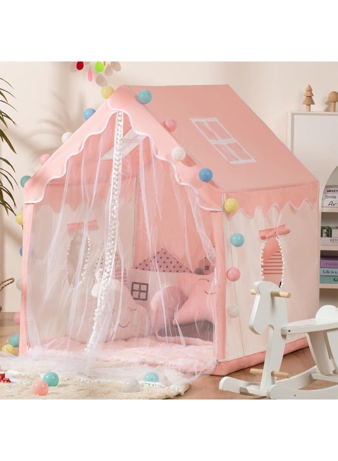 DUNISO Large Kids Tent House Indoor，Kids Play Tent,with Star String Lights Indoor Princess Castle Game Toy House for Fun and Imaginative Play kids play tent house,Birthday Party Decoration ， 120*100*130cm，Pink - Image 2