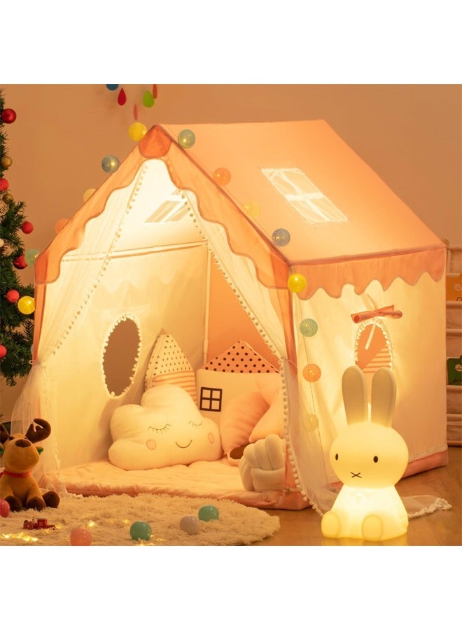 DUNISO Large Kids Tent House Indoor，Kids Play Tent,with Star String Lights Indoor Princess Castle Game Toy House for Fun and Imaginative Play kids play tent house,Birthday Party Decoration ， 120*100*130cm，Pink - Image 3