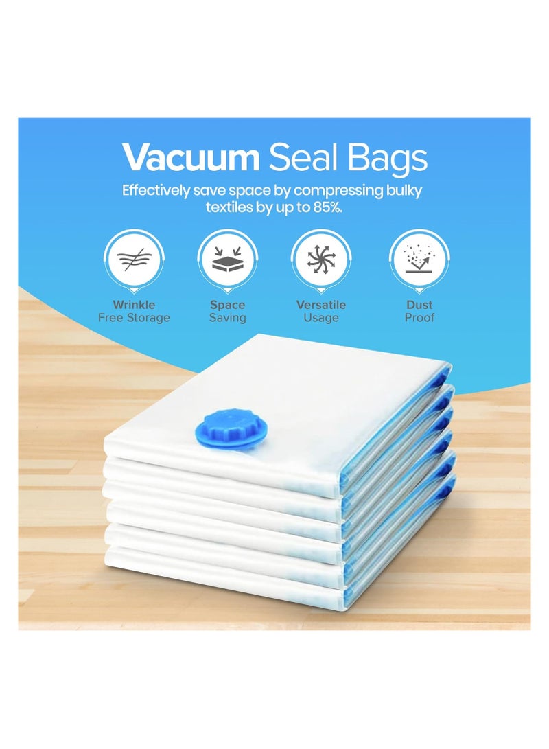 Vacuum Storage Bags – 12 Pack (2 Jumbo, 3 Large, 3 Medium, 2 Small) with 2 Hand Pumps | Space Saver Compression Bags for Clothes, Duvets, Comforters, Blankets, Bedding, Pillows, Travel & Home Storage | Reusable, Airtight, Waterproof, Resealable Bags  - Image 3