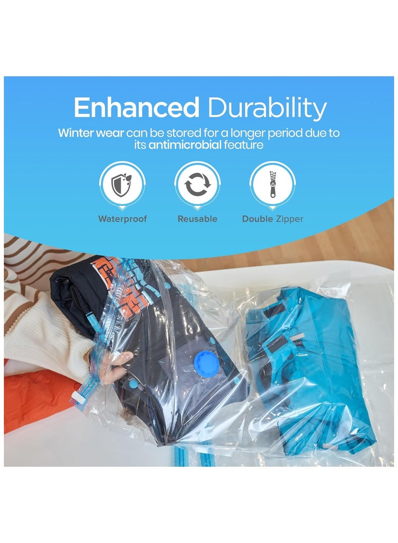 Vacuum Storage Bags – 12 Pack (2 Jumbo, 3 Large, 3 Medium, 2 Small) with 2 Hand Pumps | Space Saver Compression Bags for Clothes, Duvets, Comforters, Blankets, Bedding, Pillows, Travel & Home Storage | Reusable, Airtight, Waterproof, Resealable Bags  - Image 4