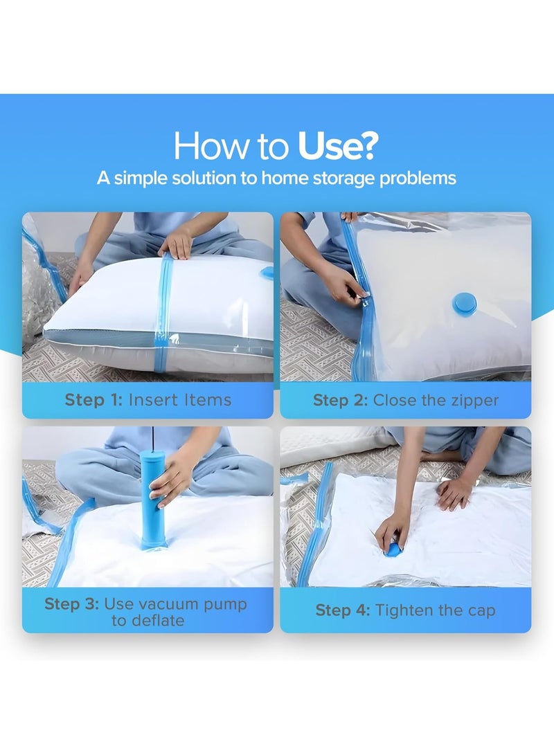 Vacuum Storage Bags – 12 Pack (2 Jumbo, 3 Large, 3 Medium, 2 Small) with 2 Hand Pumps | Space Saver Compression Bags for Clothes, Duvets, Comforters, Blankets, Bedding, Pillows, Travel & Home Storage | Reusable, Airtight, Waterproof, Resealable Bags  - Image 5