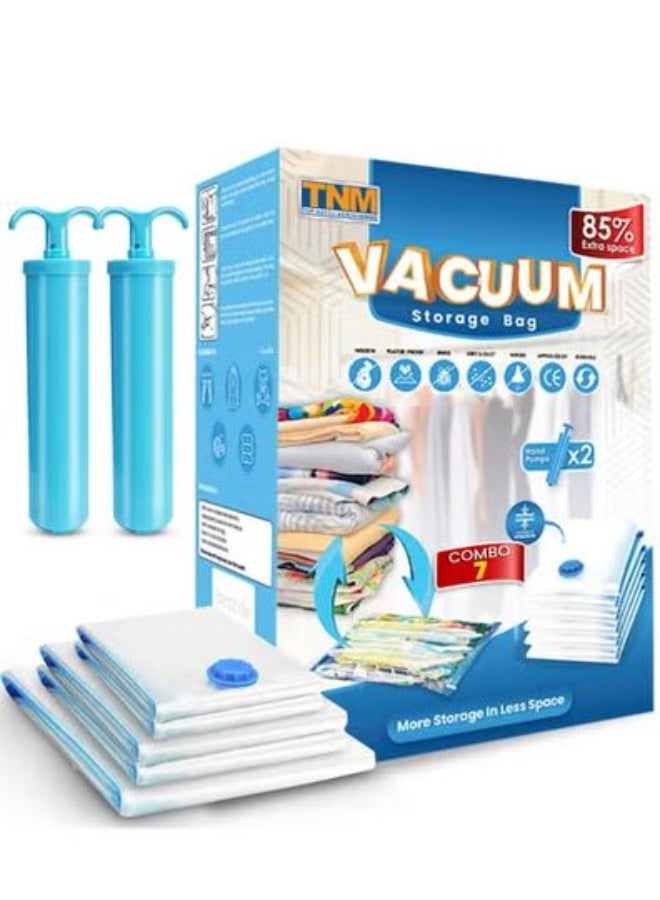 Vacuum Storage Bags – 12 Pack (2 Jumbo, 3 Large, 3 Medium, 2 Small) with 2 Hand Pumps | Space Saver Compression Bags for Clothes, Duvets, Comforters, Blankets, Bedding, Pillows, Travel & Home Storage | Reusable, Airtight, Waterproof, Resealable Bags  - Image 1