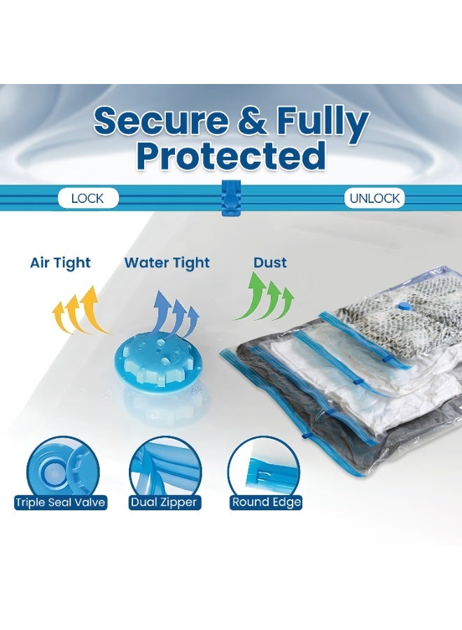 تنم أكياس تخزين مفرغة قابلة لإعادة الاستخدام - عبوة من ١٢ كيسًا لتوفير المساحة (٢ جامبو، ٣ كبير، ٣ متوسط، ٢ صغير) مع مضختين يدويتين | أكياس ضغط للملابس | حقائب تخزين للسفر | أكياس مانعة للتسرب | حقيبة تخزين قابلة لإعادة الاستخدام - Image 5