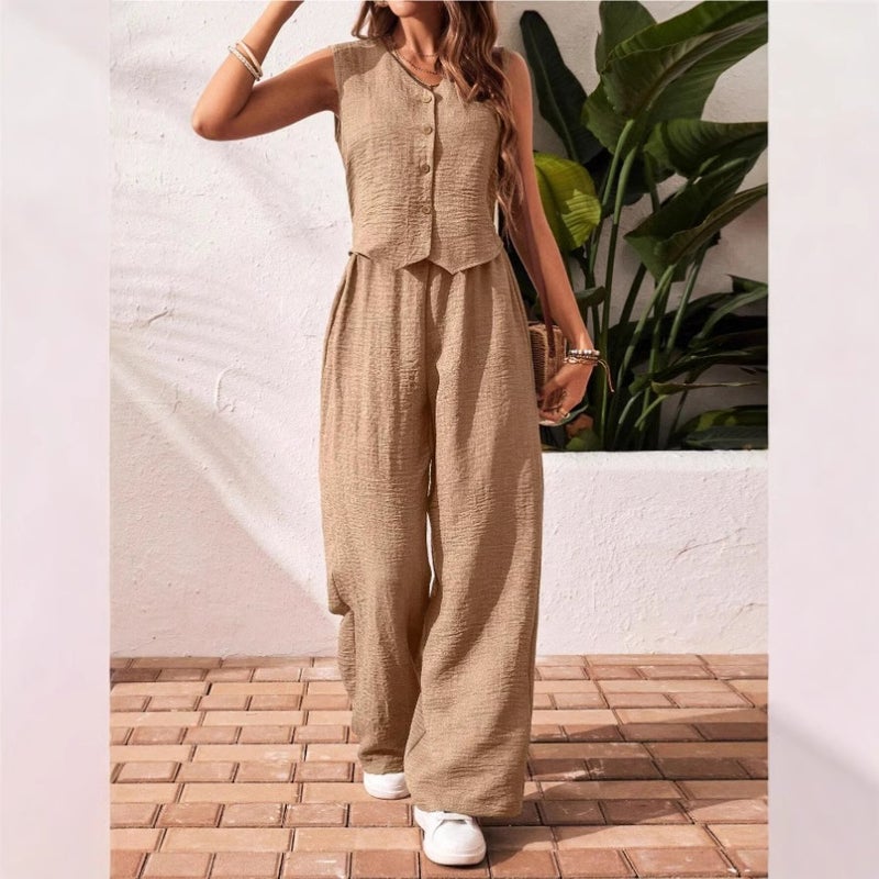 Women's Linen Vest & Pants Set - Image 3