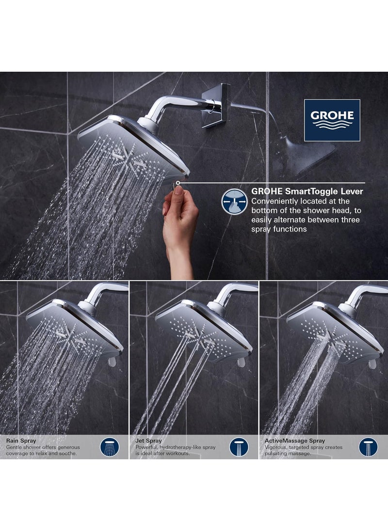 Grohe GROHE 267972430 Rainshower SmartActive Showerhead 175 GPM Triple Spray Matte Black  - Image 5