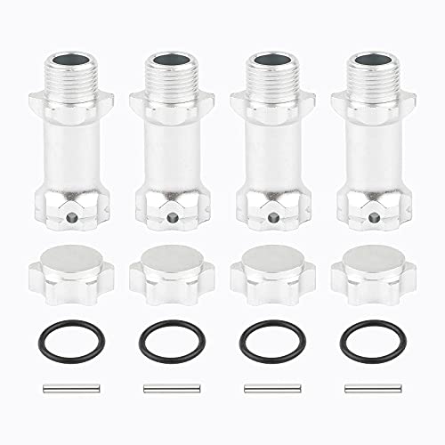 Rchobbytop 4pcs Aluminum 17mm Hex Adapter 30mm Extension Wheel Hub Drive Offset Width Extender with Antidust Cap Nuts for 18 RC On Road Car Off Road Truggy Truck Buggy Crawler Silver - Image 1