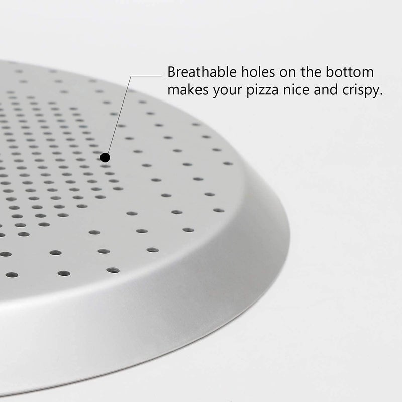 NILKANTH ® 12-Inch Pizza Baking Pan | Heavy-Duty Aluminum Alloy Round Pizza Tray with Vented Holes for Even Crisping | Nonstick, Pizza Crisper Plate for Oven Baking (Silver) - Image 5