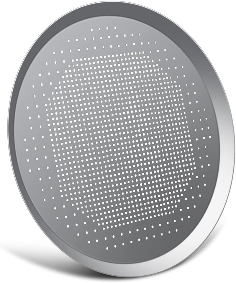 NILKANTH ® 12-Inch Pizza Baking Pan | Heavy-Duty Aluminum Alloy Round Pizza Tray with Vented Holes for Even Crisping | Nonstick, Pizza Crisper Plate for Oven Baking (Silver) - Image 1