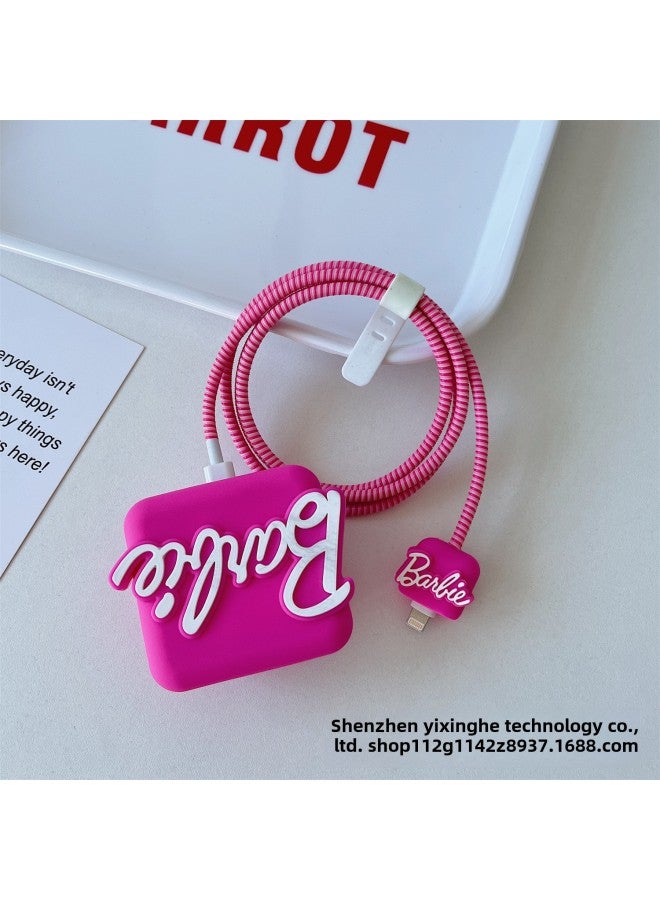 Applicable To Apple 18W/20W British Standard Charging Head Protective Cover Data Line Protective Cover British Standard Charger Protective Cover-Specifications:10. British Standard Barbie Two-piece Set  - Image 1