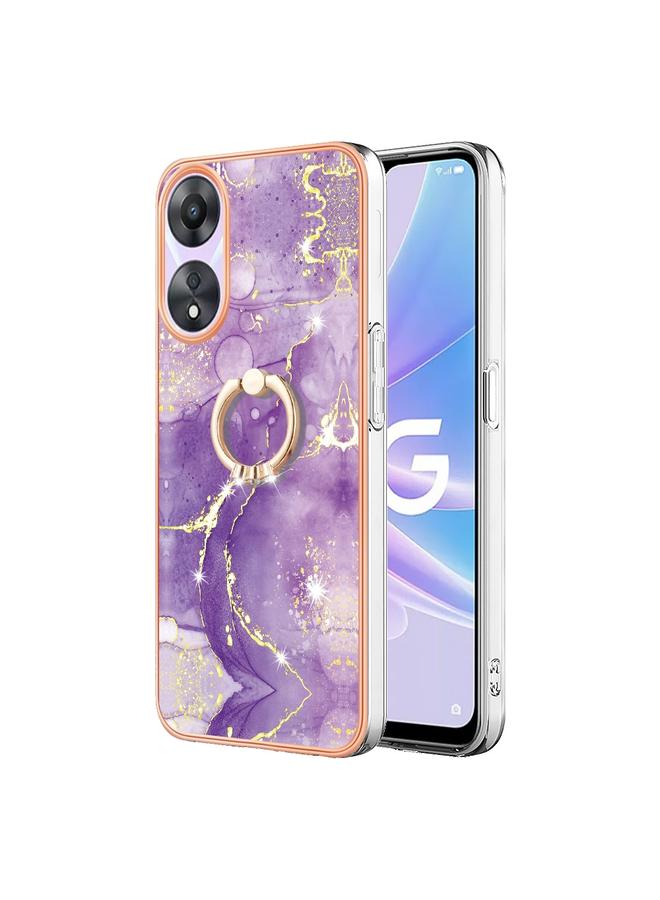 S-TOP Case For OPPO A78 / A58 Electroplating Marble IMD TPU Phone Case with Ring Holder - Image 1