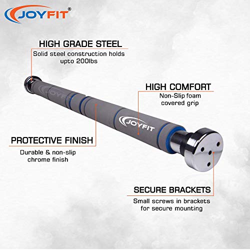 Joyfit Home Exercise Pull Up Bar | 200 KG Load Capacity | Door Safety Cap With Perfect Door Frame Fit | Chin up Bar with Easy Installation | Extra density Long Foam Grips for Upper & Lower Body Exercises for Men & Women | Adjustable (65 - 95 CM) - Image 2