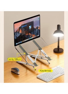 Coofbe Metal Foldable Portable 6 Level Height Adjustable Laptop Stand with Adjustable Base  - Image 4