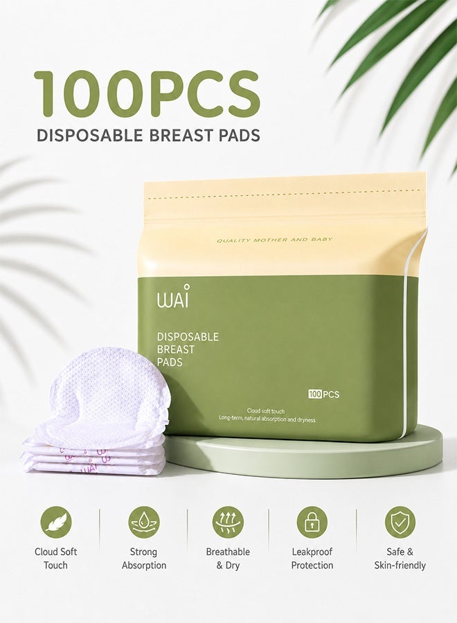WAI Disposable Nursing Nipple Pads Pack of 100 Breastfeeding Breast Pads for Everyday Use and Leak Protection - Image 1