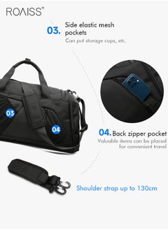roaiss Large-Capacity Shoulder Bag Outdoor Sports Portable Fitness Bag Dry and Wet Separation with Independent Shoe Compartment Suitable for Short-Distance Travel  for Men & Women Multi-Occasion Application of Sports Bag  - Image 5