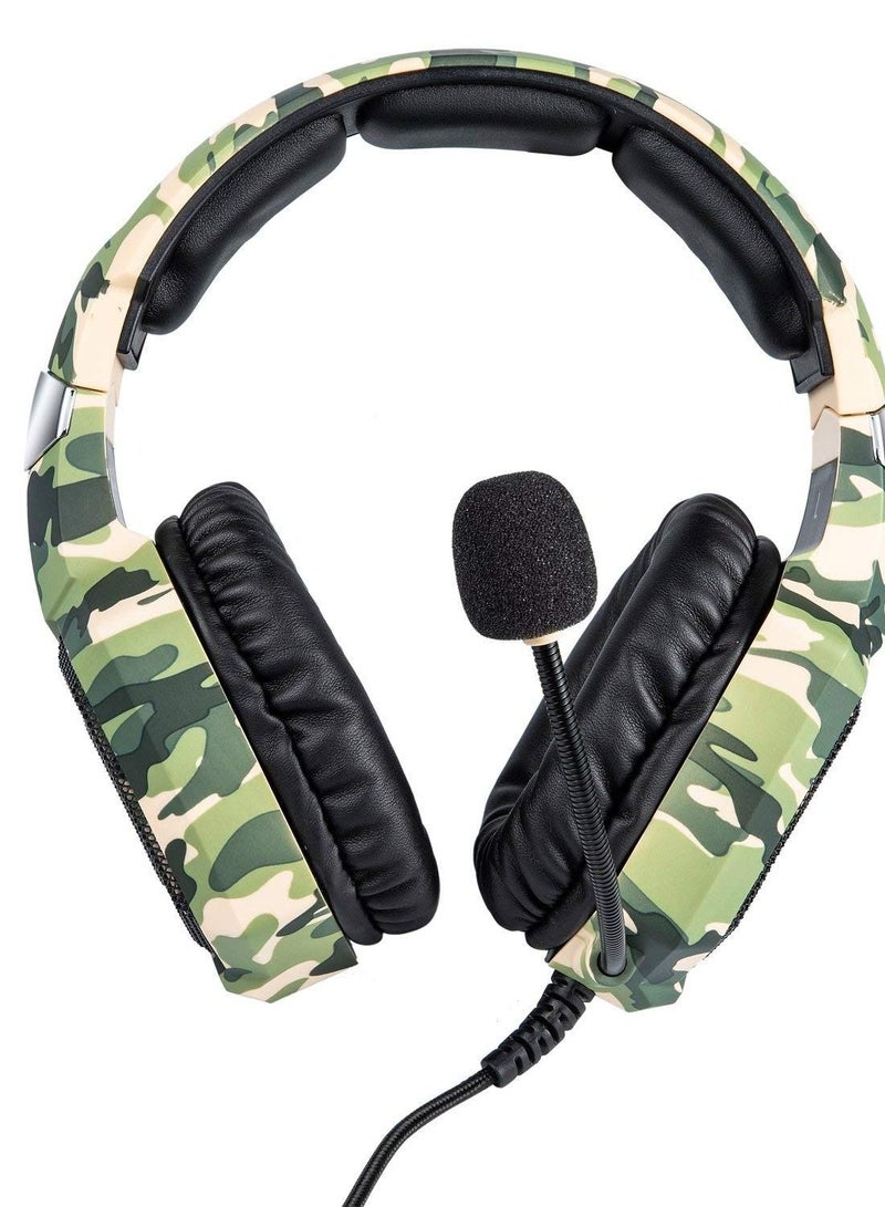 onikuma Onikuma K8 RGB Camouflage Gaming Headset, Noise Cancelling Mic  - Image 1