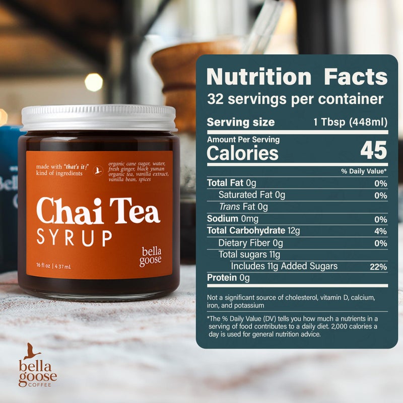 شراب شاي تشاي من بيلا غوس للقهوة (16 أونصة) - شراب لاتيه شاي تشاي منزلي مع سكر القصب النقي، فانيليا وتوابل - مكونات نظيفة - بدون نكهات صناعية أو زيوت أو أصباغ لشراب القهوة - Image 5
