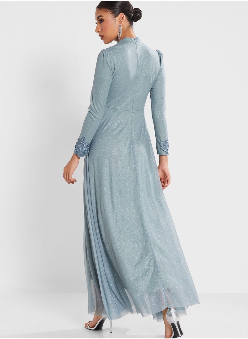 Khizana - Embroidered Detail Shimmer Dress - Image 1