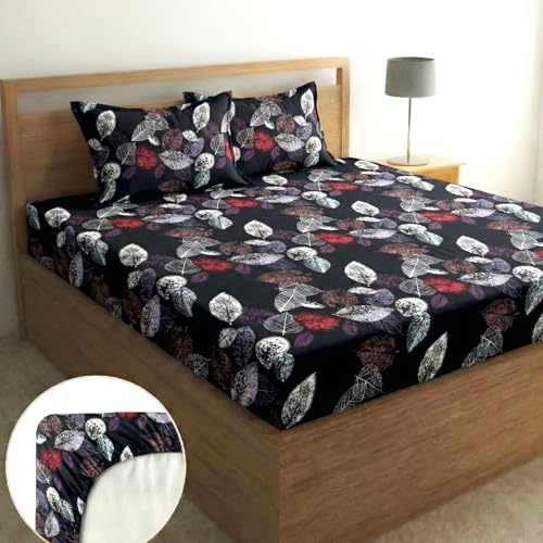 Fashion String Microfibre 144TC Black Forest Fitted Double (72 X 78) Bedsheet with 2 Pillow Covers - Image 2