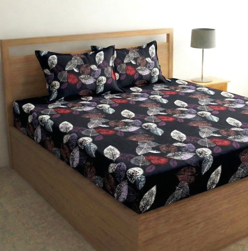 Fashion String Microfibre 144TC Black Forest Fitted Double (72 X 78) Bedsheet with 2 Pillow Covers - Image 5
