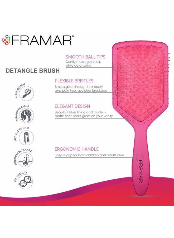 framar Framar Detangler Brush, Paddle Brush – Elegant Detangling Brush, No more Tangles Hair Brush – Hair Brushes for women, men and children (Pink)  - Image 2