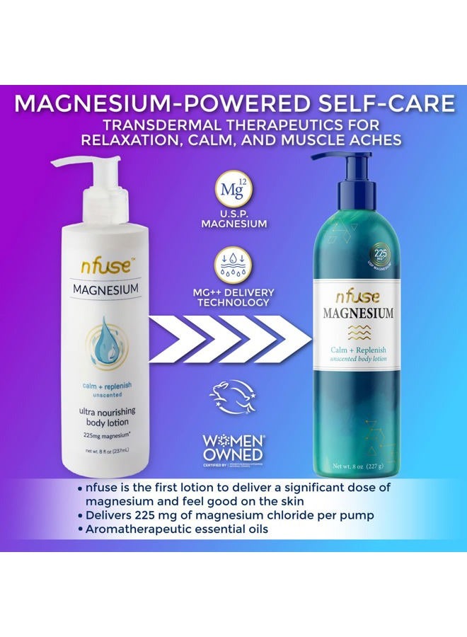 nfuse Natural Magnesium Body Lotion | Mg++ Delivery Technology | Pure Magnesium Chloride U.S.P. | Fragrance Free - Unscented: Calm + Replenish - 8 oz - Image 3