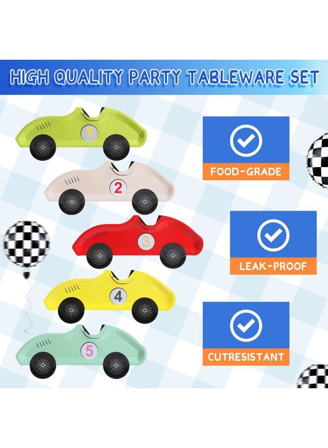 Chivertion 25 Pack Vintage Race Car Plates Disposable Paper Number 1-5 Birthday Plates Racing Car Party Decorations for Tableware Baby Shower Birthday Party Supplies - Image 3