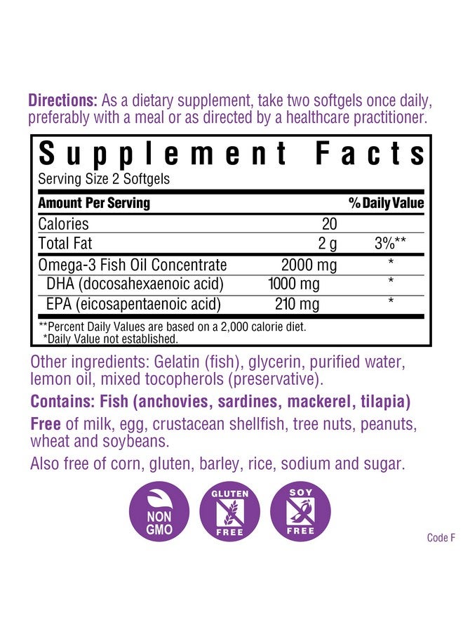 Bluebonnet Nutrition Omega3 Brain Formula Natural Wild Caught Triglyceride Form Dha 1000 Mg Epa 210 Mg Highly Concentrated Cognitive Health & Wellness Support Supplement Glutenfree 120 Softgel - Image 3