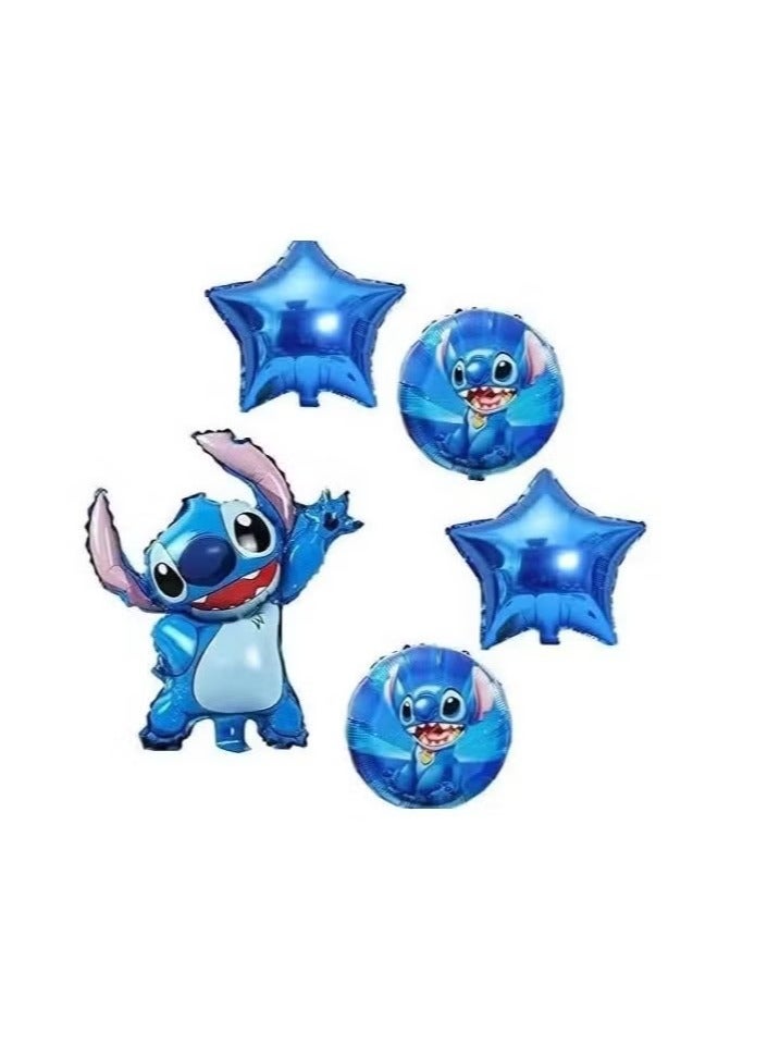 5 piece Stitch shaped aluminum film balloon decoration set - Image 2