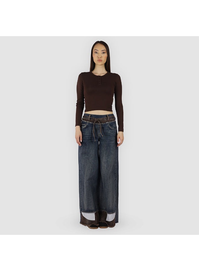 KYVELi Women Chic Button-Up Top- Brown - Image 2