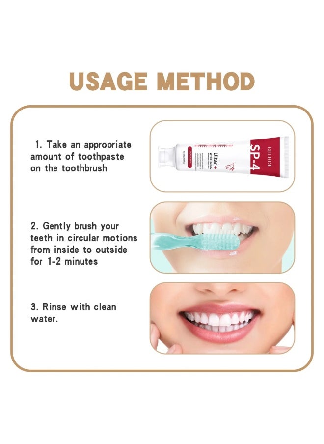 EELHOE - 120g Probiotic Bright White Fresh Toothpaste Super Probiotic 4 Toothpaste for Whitening and Removing Stains Teeth Whitening Toothpaste Advanced Whitening Formula Enamel Protection Ultra Brightening Toothpaste - Image 1