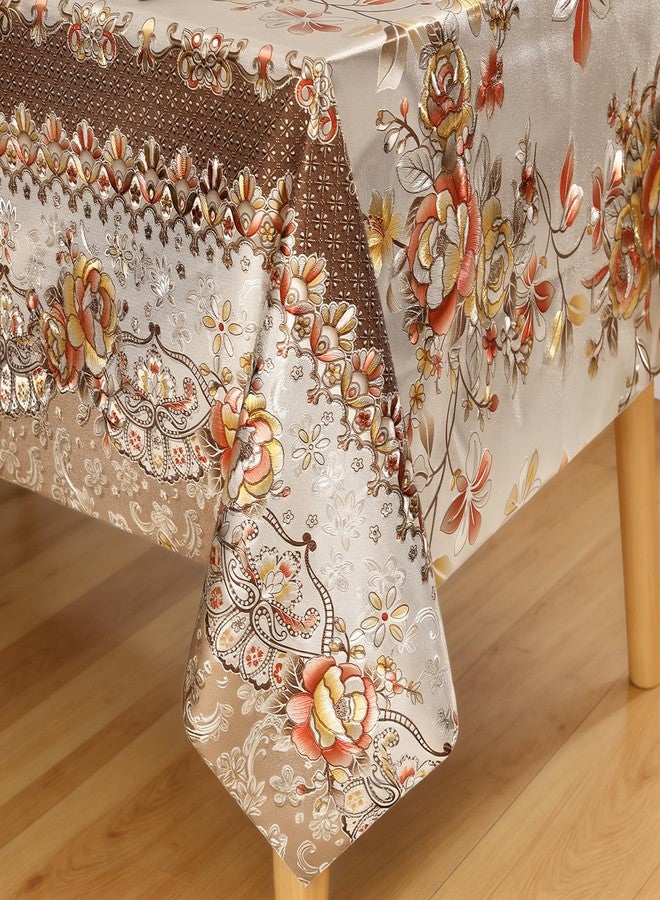 FAVE Peony Gold Tablecloths Vinyl Tablecloth for Kitchen Dining Table Wipeable PVC Tablecloth Cover for Rectangle Table (Gold,55”x78”) - Image 1