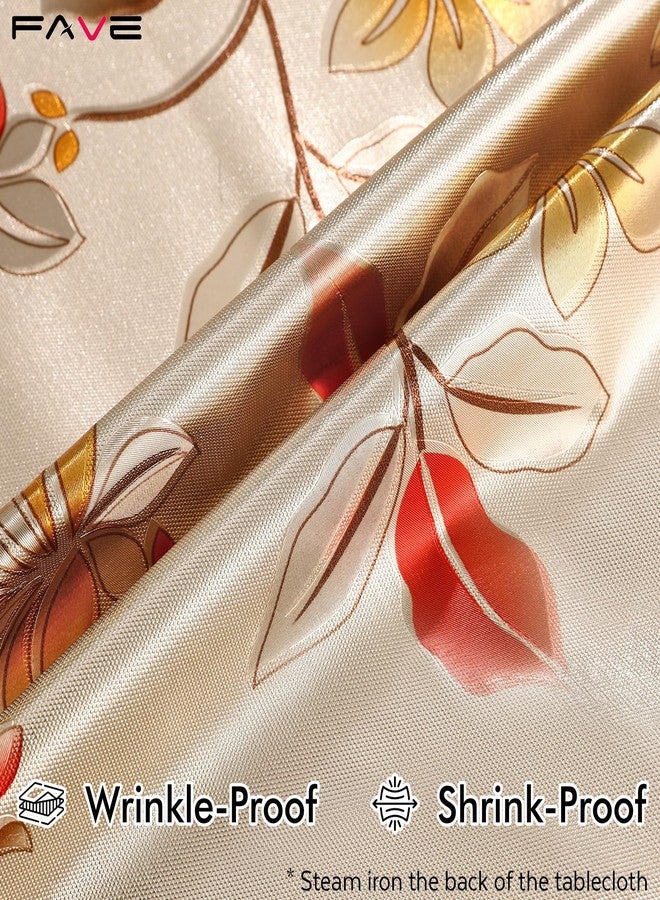 FAVE Peony Gold Tablecloths Vinyl Tablecloth for Kitchen Dining Table Wipeable PVC Tablecloth Cover for Rectangle Table (Gold,55”x78”) - Image 2