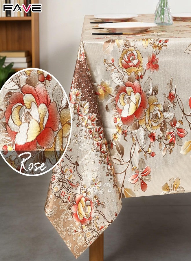 FAVE Peony Gold Tablecloths Vinyl Tablecloth for Kitchen Dining Table Wipeable PVC Tablecloth Cover for Rectangle Table (Gold,55”x78”) - Image 5