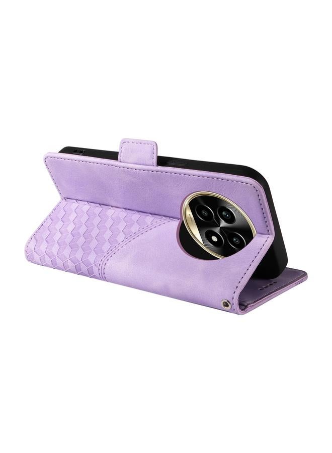 اس-توب جراب لهاتف Realme 13 Pro / 13 Pro+ / P1 Pro جراب هاتف جلدي منقوش عالميًا على شكل معين مرصع بالنجوم - Image 5