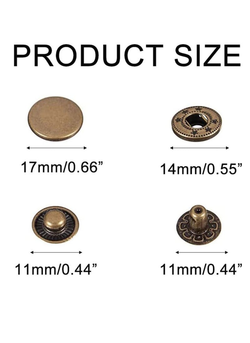 24 Sets Heavy Duty Snap Fasteners,17mm Metal Snap Buttons Press Studs Leather Rivets Snaps with 4 Setter Tools, Suitable for Jeans Fabric Jackets Clothes Bag (Antique Brass) - pzsku/ZC3167859F8B4319127C7Z/45/_/1716970578/9ab1575a-7428-4f7a-9578-daec893e1668