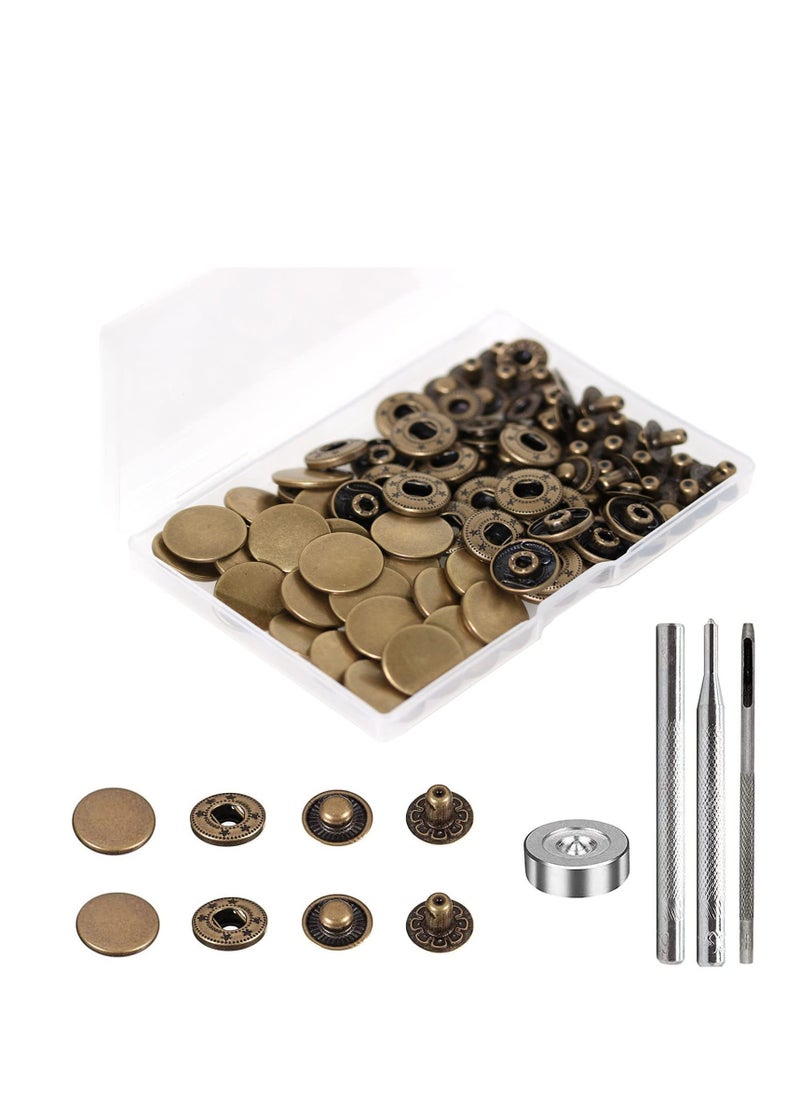 24 Sets Heavy Duty Snap Fasteners,17mm Metal Snap Buttons Press Studs Leather Rivets Snaps with 4 Setter Tools, Suitable for Jeans Fabric Jackets Clothes Bag (Antique Brass) - pzsku/ZC3167859F8B4319127C7Z/45/_/1716970652/567a3cd2-75d6-463b-8a26-68a41b28603c