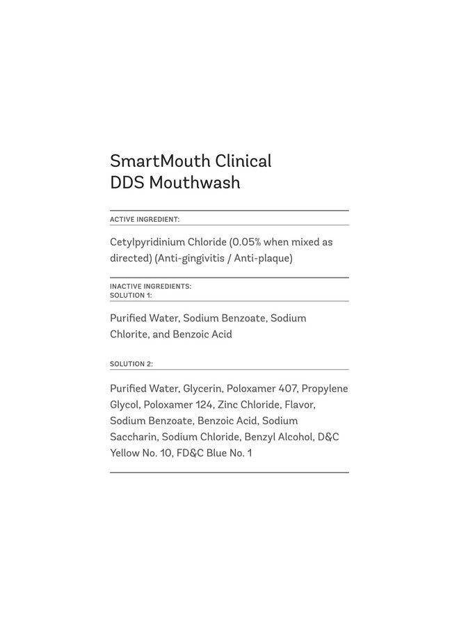 SmartMouth DDS Activated Clinical Mouthwash - Adult Mouthwash for Fresh Breath - Clinical Strength Mouthwash for Gum Health, Gingivitis & More - Clean Mint Flavor, 16 fl oz (2 Pack) - Image 2
